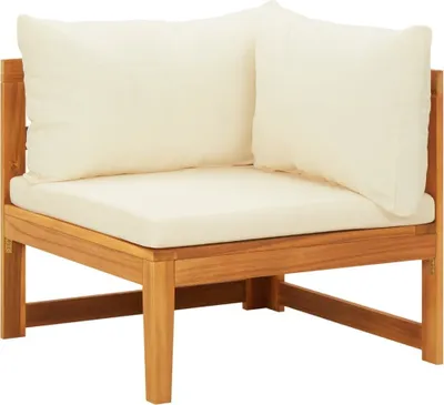 Immagine prodotto di Divano Angolare con Cuscini Bianco Crema in Massello di Acacia