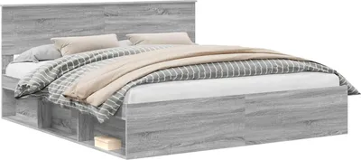 Produktbild von vidaXL Bettrahmen Graues Sonoma 180 x 200 cm Massives Kiefernholz