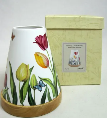Produktbild von Teelichtleuchter Vintage Style Tulpen Nr.46 mehrfarbig ca. 14,5 cm hoch