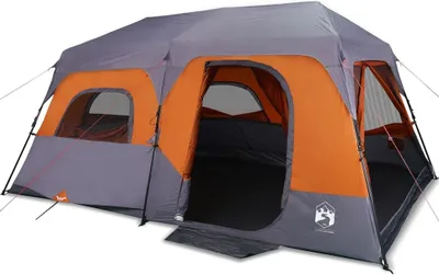 Image de vidaXL Tente familiale 9 personnes Gris Orange Quick Release Étanche