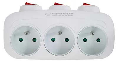 Zdjęcie produktu dla Esperanza Elektr. Rozdzielacz gniazd 3-gniazdowy przełącznik biały