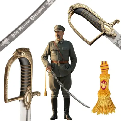 Produktbild von Polnische Offiziersfigur WZ 1921 „Bóg Honor Ojczyzna“ mit Ziergriff & Troddel – Historische Dekoration & Geschenk
