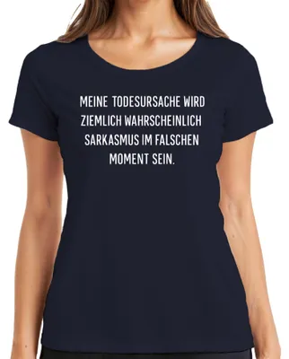 Produktbild von Todesursache wahrscheinlich Sarkasmus lustig spruch sarkastisch Damen T-Shirt, Navy, XXL