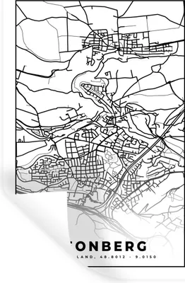 Produktbild von MuchoWow® Wandtattoo Wandsticker Wandaufkleber Leonberg - Karte - Stadtplan 60x90 cm Selbstklebend und Repositionierbar - Sticker - Dekorfolie