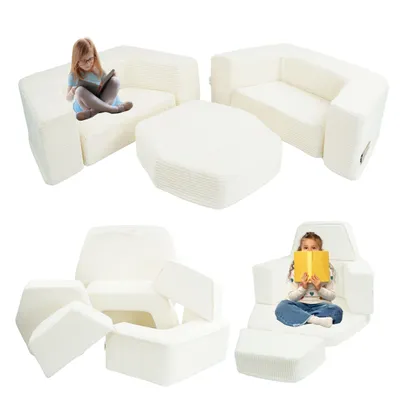 Produktbild von Schaumstoff-Spielset für Kinder Flumi Montessori mit 6 Modulen – Spielplatz für Kinderzimmer – Cord, Hellcreme