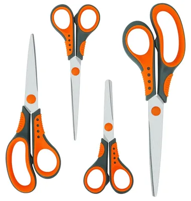 Produktbild von Scheren-Set, Softgriff, Bastelschere, geeignet für Zuhause, Büro und Schule, 4-teiliges Set