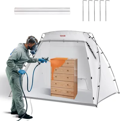 Produktbild von VEVOR Farbkabine DIY Sprühmalerei Sprühfarbe Schutzzelt Weiß 228 x 158 x 158 cm, 210D Oxford-Gewebe 210D Oxford-Gewebe Tragbare Sprühfarbe  Farbstand DIY Hobby Malstation mit Lüftungsöffnungen