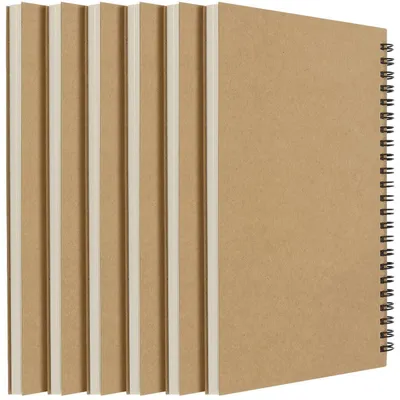 Immagine prodotto di 6 quaderni da disegno A5, con copertina rigida in cartoncino, spirale, 120 pagine bianche