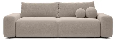 Produktbild von Sofa RUOTA mit Schlaffunktion, Schlafsofa, Wohnzimmersofa, Couch, Soffa, Bettsofa, Bucle-Stoff – Beige LAMBI 6
