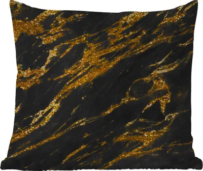 Produktbild von MuchoWow® Outdoor Kissen - Marmor - Gold - Glitter - Schwarz - 60x60 cm - Wetterfest - Lounge Kissen - Dekoration - Schlaf Kissen