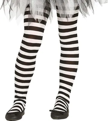 Immagine prodotto di Strega Collant a righe Costume Halloween Accessorio Look Mistico Nero Bianco Per Adulti, Taglia: 7 - 12 anni