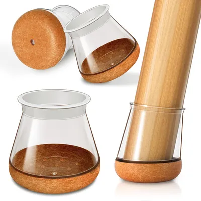 Productafbeelding van Stoelpootdoppen rond - 24 stuks - 13 tot 20 mm - Transparant - Siliconen