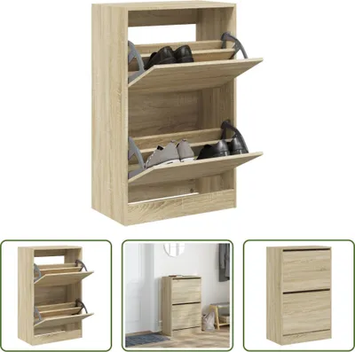 Obrázek produktu pro The Living Store Botník Sonoma dub 60x34x96,5 cm Materiál na bázi dřeva