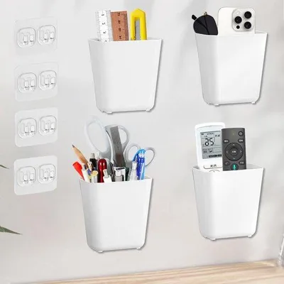 Obrázek produktu pro Samolepicí organizér na dálkové ovladače – sada 4 kusů – úložné boxy do koupelny, ložnice a kanceláře