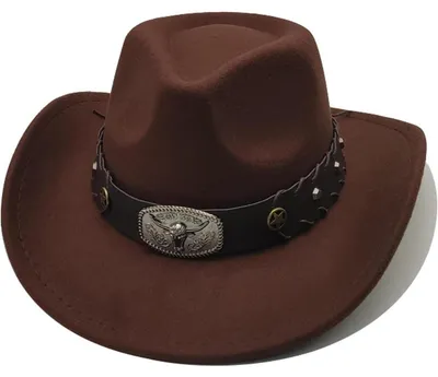 Productafbeelding van Cowboyhoed dames/heren, westernhoed, fedora, met rand, one size, bruin, model 2