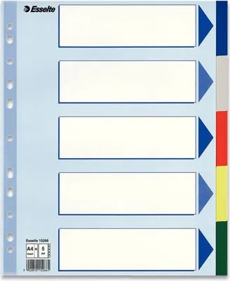 Produktbild von Esselte Plastic tabs, A4, Leerer Registerindex, Polyvinylchlorid (PVC), A4 Maxi, 225 mm, 297 mm, 1 Stück(e)
