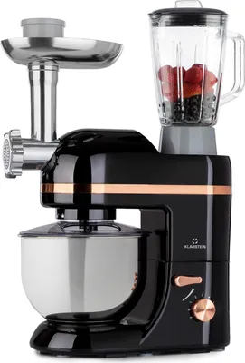 Produktbild von Klarstein hnetací stroj, kuchynský robot s mlynčekom na mäso, 1800 W stroj na cesto, malý, 6 úrovní, šľahacia metla a hák na cesto, planetárny mixér, miešací stroj s mixérom, kuchynské roboty s 5 l miskou