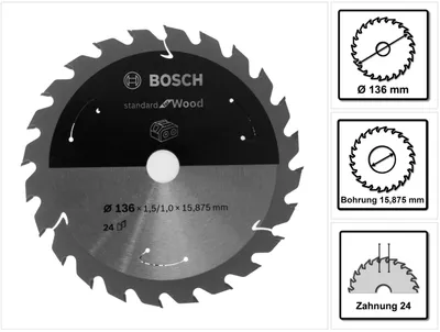 Produktbild von PRO Wood cordless Kreissägeblatt, 136 x 1,5 x 15,875 mm