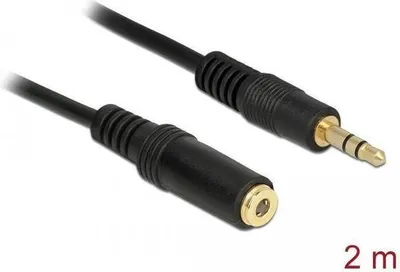 Productafbeelding van Delock 83766 DELOCK Klinkeverl. 3,5mm -> 3,5mm St/Bu 2.00m schwarz