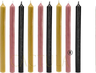 Produktbild von Cactula Lange Tischkerzen 28 cm, 9er-Set – Trendige urbane Farben – Rosa, Schwarz & Ockergelb