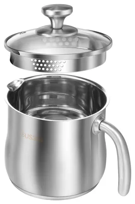 Melkpan aus Edelstahl 2 Liter mit Deckel und Ausgießer