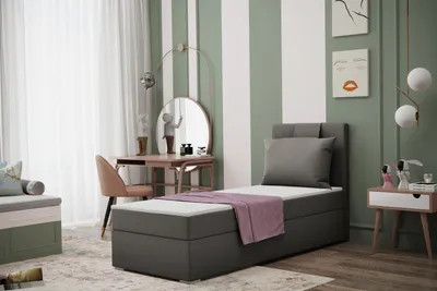 Obrázek produktu pro Kaiser Möbel skříňová pružinová postel s matrací AMANDA 100 cm studená hnědá
