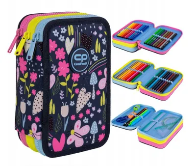 Zdjęcie produktu dla Piórnik Trzykomorowy, Z Wyposażeniem, Dla Dziewczynki, In The Garden, Coolpack