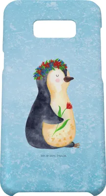 Produktbild von Mr. & Mrs. Panda Samsung Galaxy S8 plus Handyhülle  Pinguin Blumen - Eisblau - Geschenk, Handy Case, Leben, Liebeskummer, Blumenliebe, Cover, Wunderschön, Lebenslust
