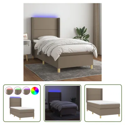 Produktbild von The Living Store Boxspringbett mit Matratze & LED Taupe 100x200 cm Stoff