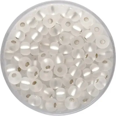 Produktbild von Rocailles Silbereinzug matt weiß 4,5 mm 17 g