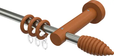 Produktbild von Interdeco Gardinenstange / Vorhangstange Edelstahl-Optik / Kirschbaum lackiert, Typ Adrian Asta (Rillenform), 16 mm Ø 1-läufig, 520 cm