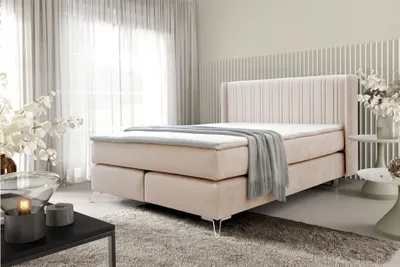 Produktbild von Boxspringbett Schlafzimmerbett AGNUS 180x200cm in Stoff Salvador Creme