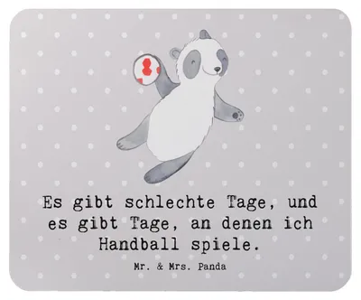 Produktbild von Mr. & Mrs. Panda Mousepad Panda Handball spielen - Grau Pastell - Geschenk, Mouse Pad, Club, computer, laptop, Verein, Turnier, Mauspad