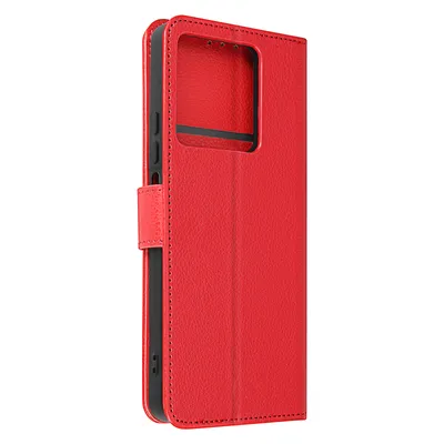 Image de Avizar, Xiaomi Redmi Note 13 5G Housse en cuir synthétique avec emplacements pour cartes, rouge