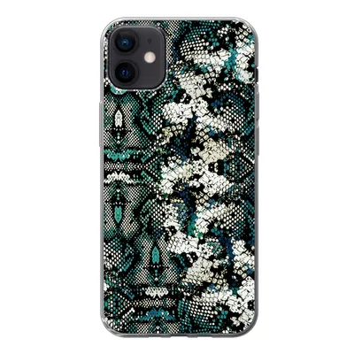 Produktbild von MuchoWow® Handyhülle Schutzhülle Hülle für iPhone 12 mini Tiermuster - Weiß - Türkis Silikon Softcase Handy Hülle - Bild
