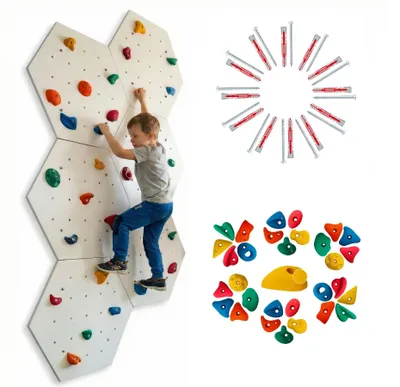 Zdjęcie produktu dla Create for you® – Ścianka Wspinaczkowa, 6x Panel 130x225 cm, 30 Kolorowych Chwytów