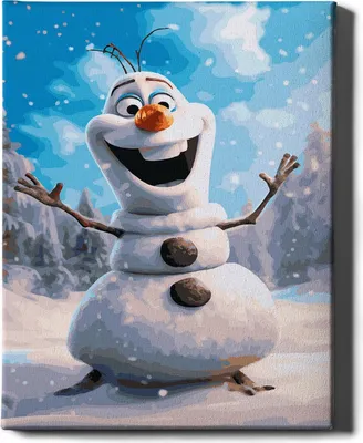 Immagine prodotto di Oh Art! - Set di pittura per numeri Olaf innevato - 40x50cm, con cornice in legno e pennelli fai da te