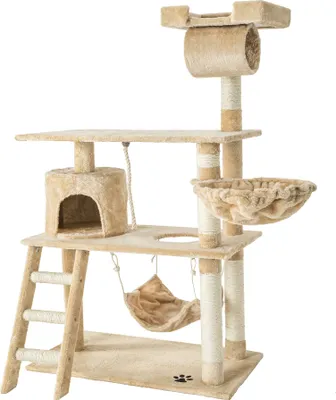 Immagine prodotto di tectake® Marcel, il tiragraffi di 141 cm, con scale, cavo di gioco e protezione antiribaltamento