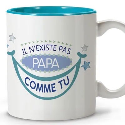 Keramikbecher 330 ml, Spruch 'Papa Comme Tu', Geschenkbox