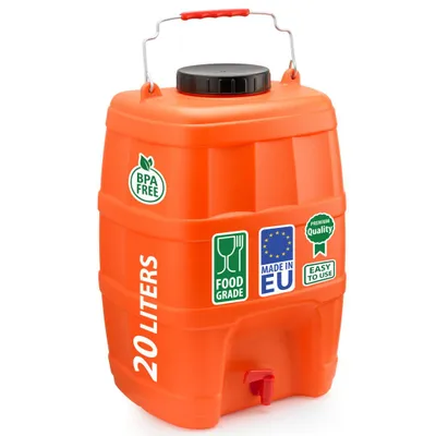 Produktbild von Wasserkanister Camping Kanister Wassertank Behälter Wasserbehälter mit Deckel Hahn Metallgriff 20 Liter orange