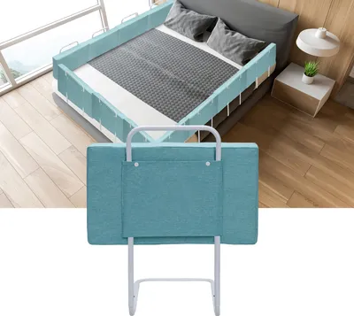 Produktbild von Yakimz Bettgitter für Kinder, Bettschutzgitter 5-Loch Höhenverstellbar, Babybettzaun, Weich Perlbaumwolle, Rausfallschutz Bett Bettgitter mit Austauschbarer Stoffbezug Gray ,60 cm