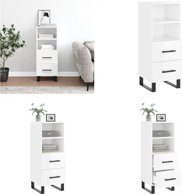 Produktbild von vidaXL Sideboard Hochglanz Weiß 34,5x34x90 cm Holzwerkstoff - Sideboard - Sideboards - Schrank - Schränkchen