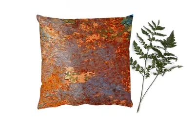 Produktbild von MuchoWow® Zierkissen Sofakissen Wohnzimmer Dekokissen 45x45 cm Rost - Vintage - Eisen - Industriell - Schlafpolster - Polster für das Sofa