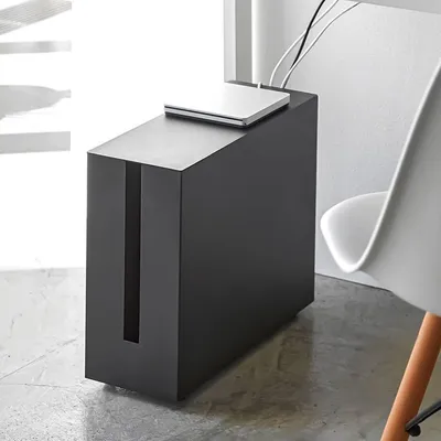 Produktbild von Yamazaki Rollen Kabelbox Kabelorganizer Kabelaufbewahrung 15x35x40cm schwarz