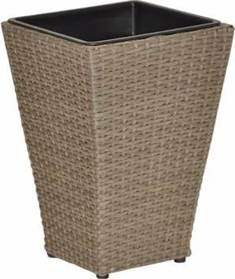 Produktbild von Pflanzkübel Sanssouci Polyrattan grau 27x27x40 cm mit herausnehmbarem Topfeinsatz