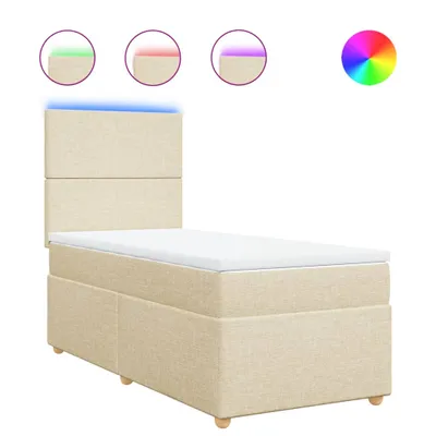 Produktbild von Boxspringbett mit Matratze Creme 80x200 cm Stoff