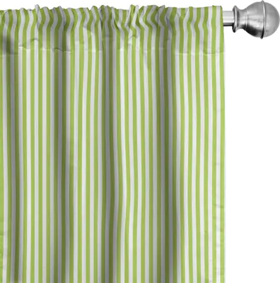 Zdjęcie produktu dla ABAKUHAUS Zasłony w paski, monochromatyczne wzory z pionowymi liniami, styl sumeryjski z wpływami retro, 2 sztuki 75 x 175 cm, zielony jabłkowy i biały