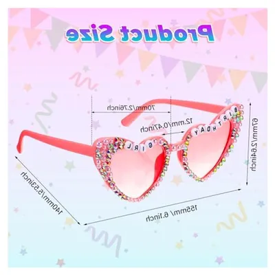 Produktbild von Herz-Sonnenbrille für Damen in Pink, Sonnenbrille mit Strass für Geburtstagsfeiern