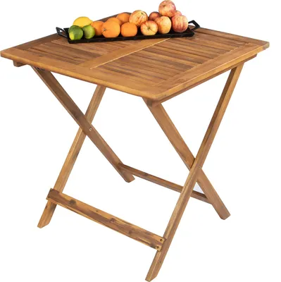 Produktbild von Gartentisch Camelia, Akazienholz massiv & geölt, Klapptisch 70x70 cm, Holztisch für Balkon, Terrasse, Wintergarten oder Garten, pflegeleichtes Unikat