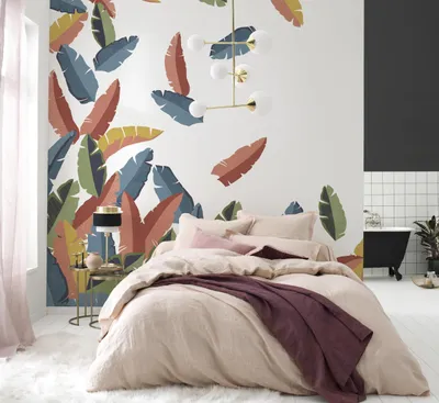 Immagine prodotto di Carta da parati in tessuto, motivo floreale, colori blu e rosso, aspetto naturale, codice prodotto 688108, motivo a fantasia, stile tropicale